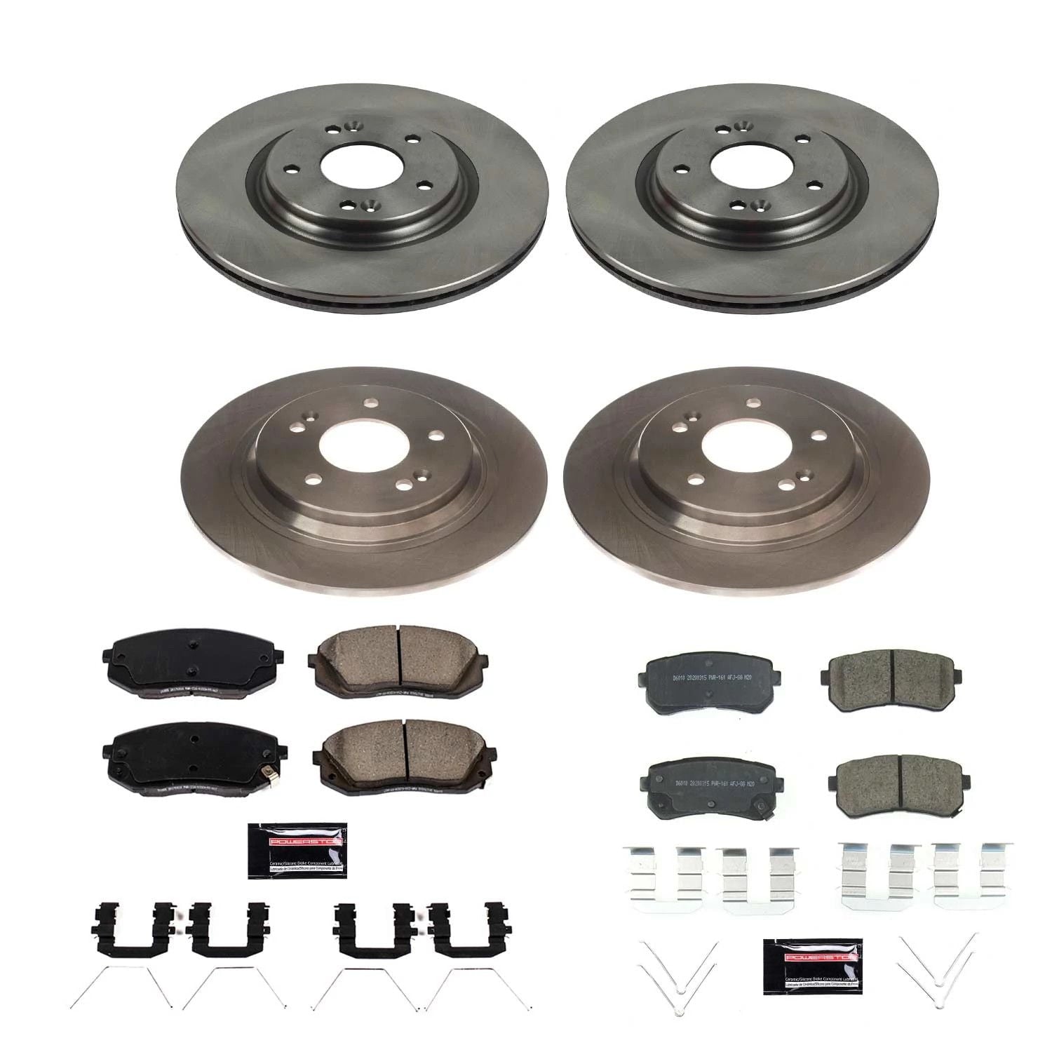PowerStop Front and Rear Stock Replacement Brake Pad and Rotor Kit Fits: HYUNDAI KIA Select Models KOE8286