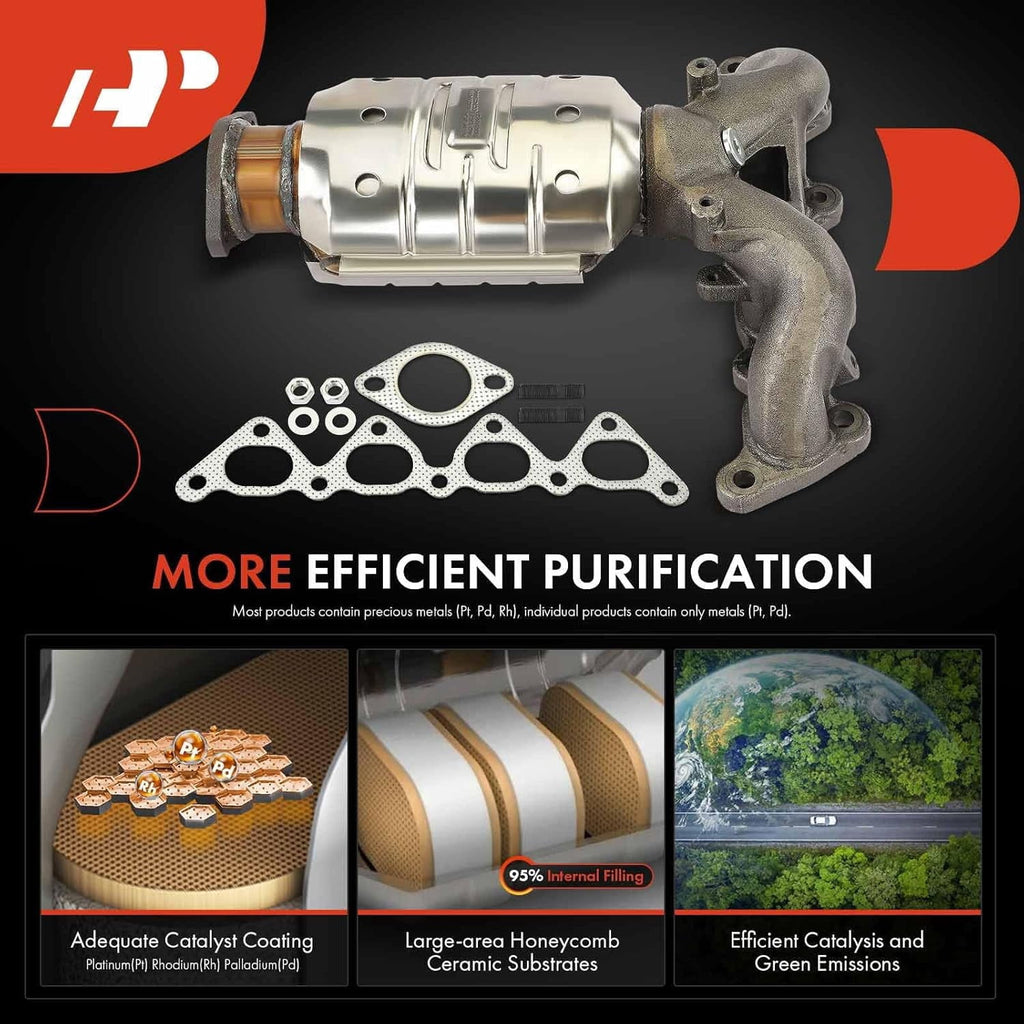 A-Premium Front Exhaust Manifold Catalytic Converter Kit Direct-Fit Compatible with Hyundai Elantra 2003-2012, Tiburon 2007-2008 & Kia Soul 2010-2011, Spectra 2004-2009, Spectra5, 2.0L, EPA Compliant