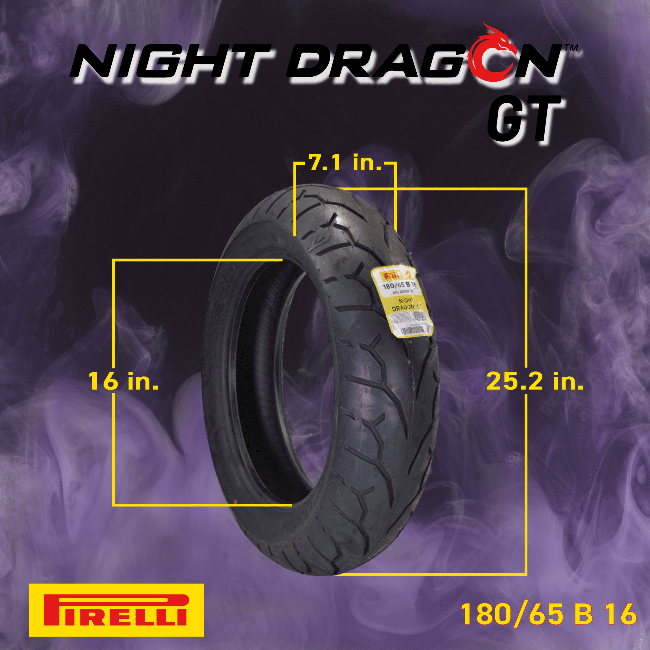 Pirelli Night Dragon Tire Set: 130/80B17 M/C 65H TL Front & 180/65B16 M/C 81H REINFTL Rear Cruiser Motorcycle Tires - Superior Traction & Handling for High-Performance Cruisers with Keychain