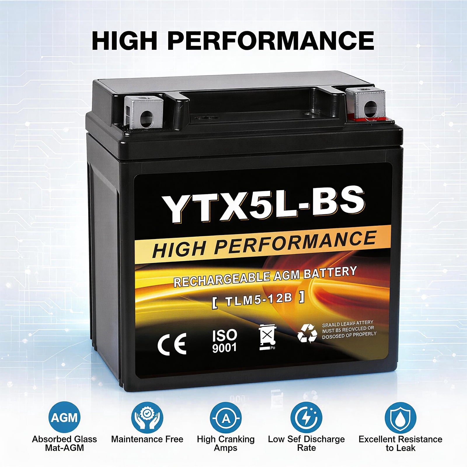 Anlibatt YTX20HL-BS Motorcycle Battery 12V 18Ah 300CCA Rechargeable Sealed Batteries Powersport Replacement for ATV, Scooter, Jet ski, Dirt Bike