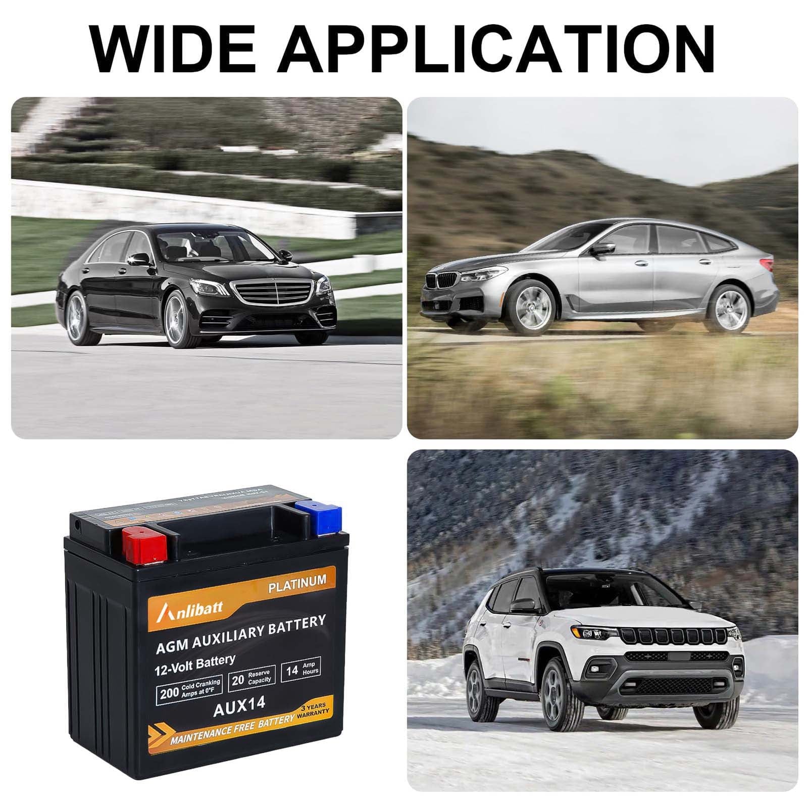 Anlibatt Car AGM Battery Group Size 48 H6 Start Stop Battery 12V 70Ah 760CCA Maintenance Free Rechargeable