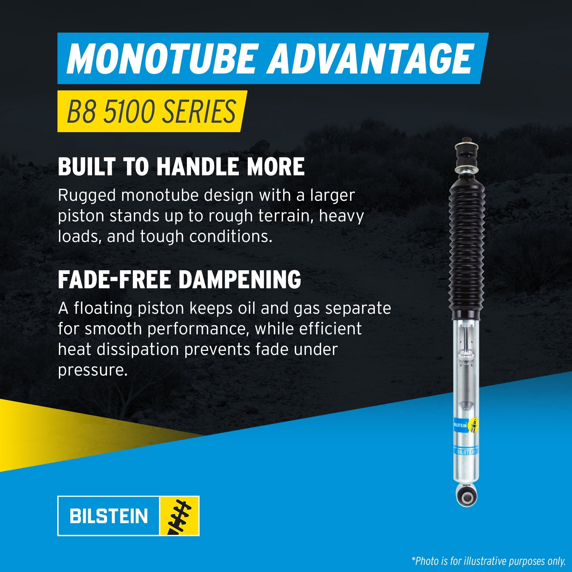 Bilstein Set of Front and Rear B8 5100 Series Shocks Compatible with 2007-2013 Silverado / Sierra 1500 w/o Electronic Suspension with 0-1 Rear Lift