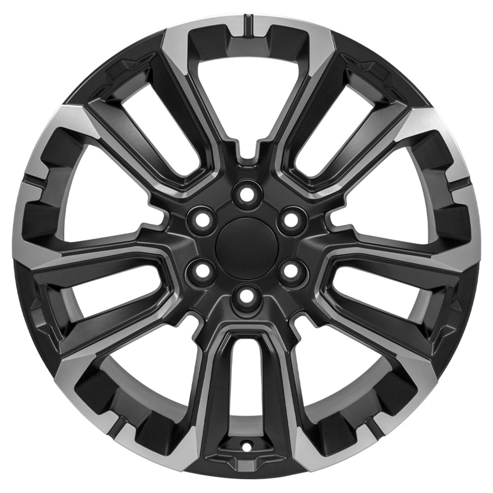 OE Wheels CV68 22 Inch Rim Fits Suburban 1500 High Country Style 6x139.7 22x9 Satin Black with Milled Edge - Hollander 14088 (1)