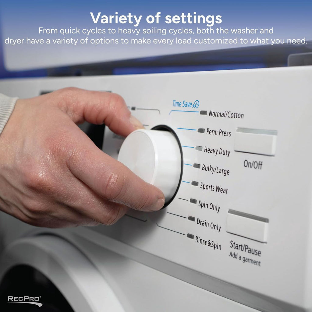 RecPro RV 2.5 Cu Ft White Washing Machine and Dryer Combo Options | Stacking Mounting Kit | Front Load Washer and Dryer (Washing Machine and Dryer Combo)