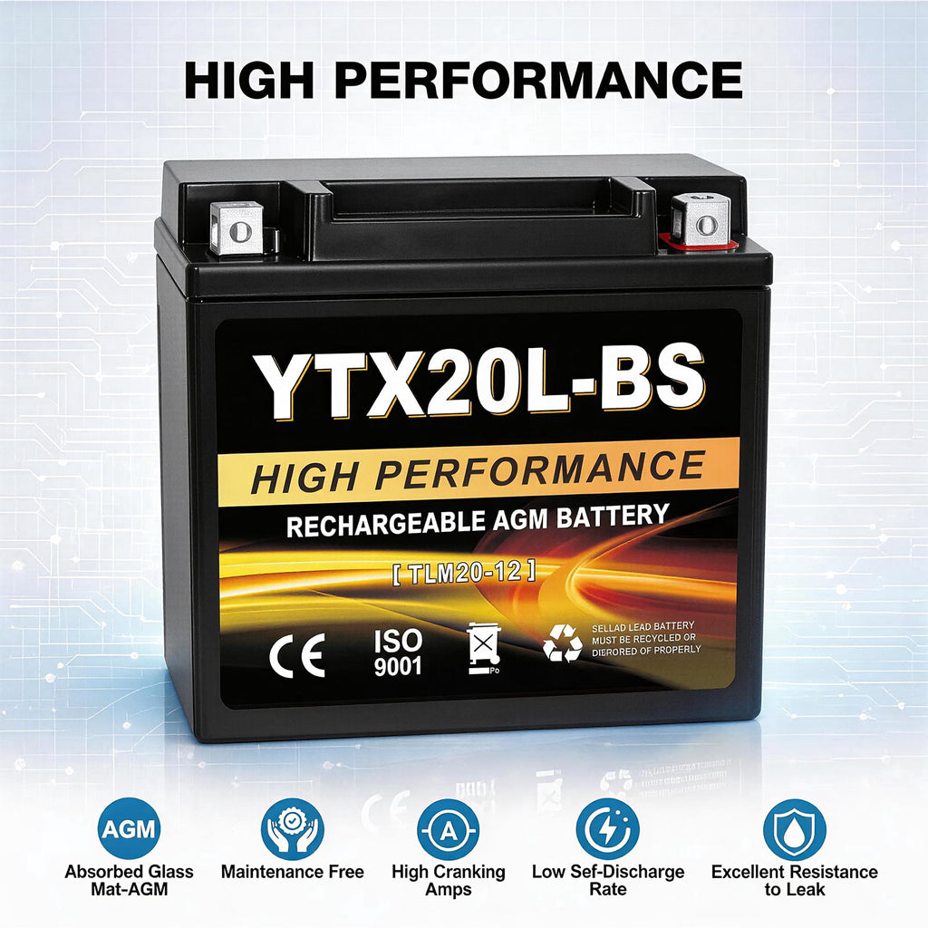 Anlibatt YTX20HL-BS Motorcycle Battery 12V 18Ah 300CCA Rechargeable Sealed Batteries Powersport Replacement for ATV, Scooter, Jet ski, Dirt Bike