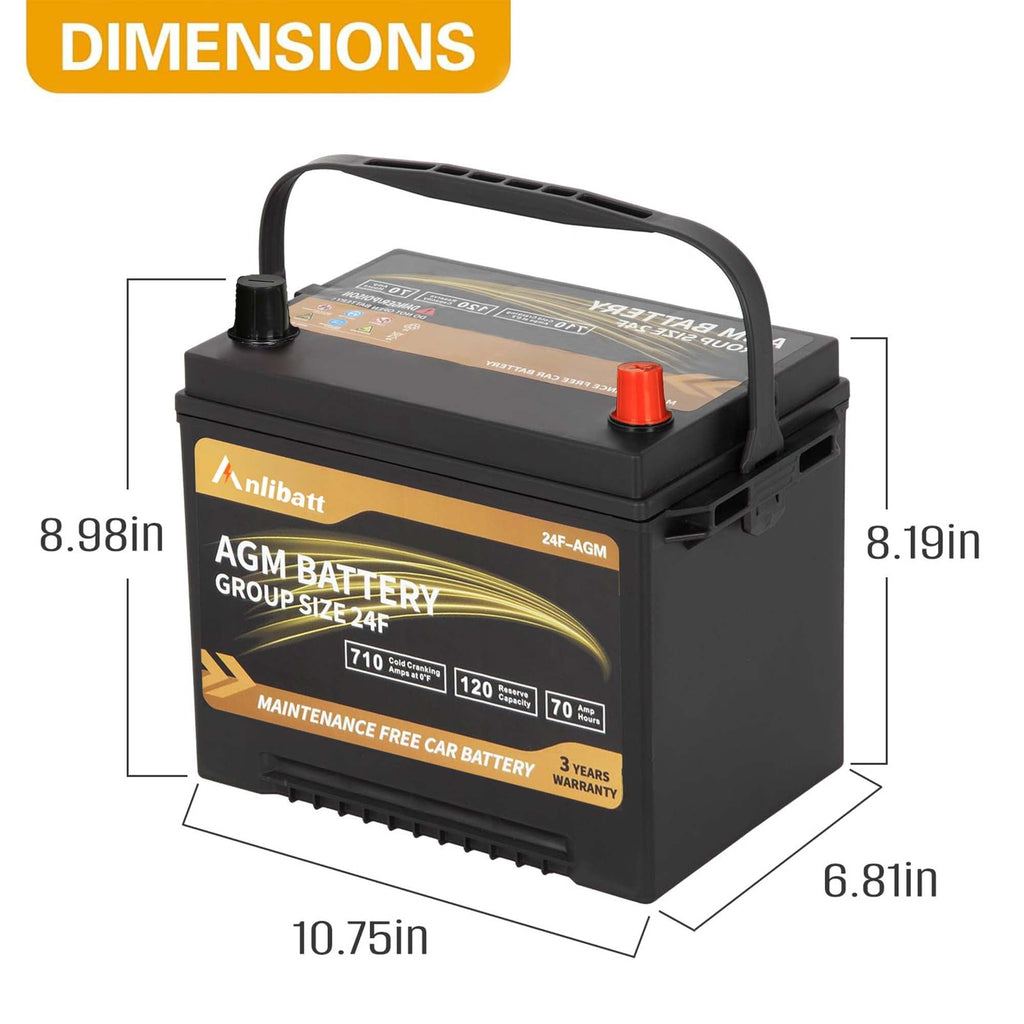 Anlibatt Platinum AGM Group 49 Battery, 12 Volt Rechargeable Automotive Batteries for Car, H8 900CCA 95Ah 160RC