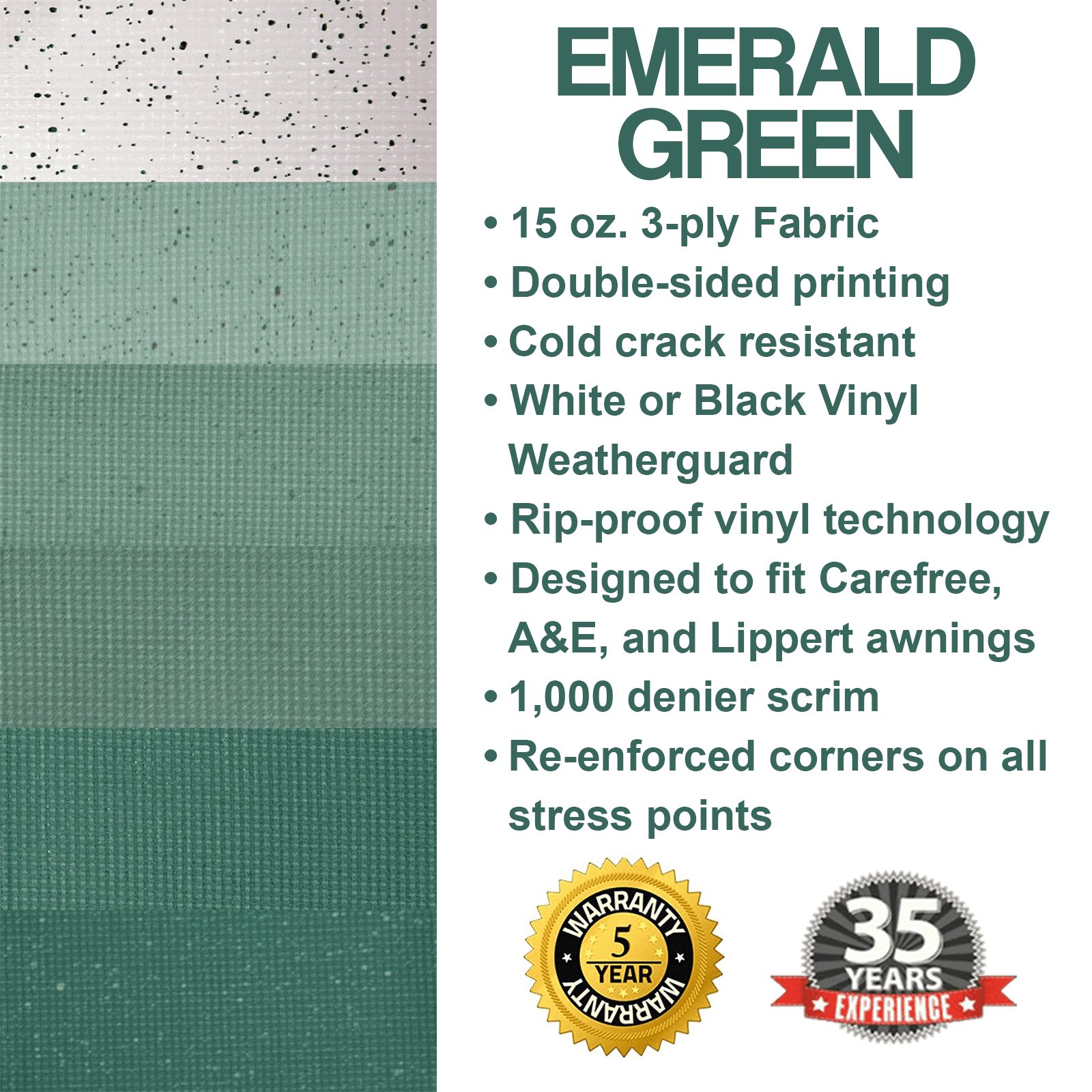 ShadePro Heavy Duty Vinyl RV Awning Fabric Replacement