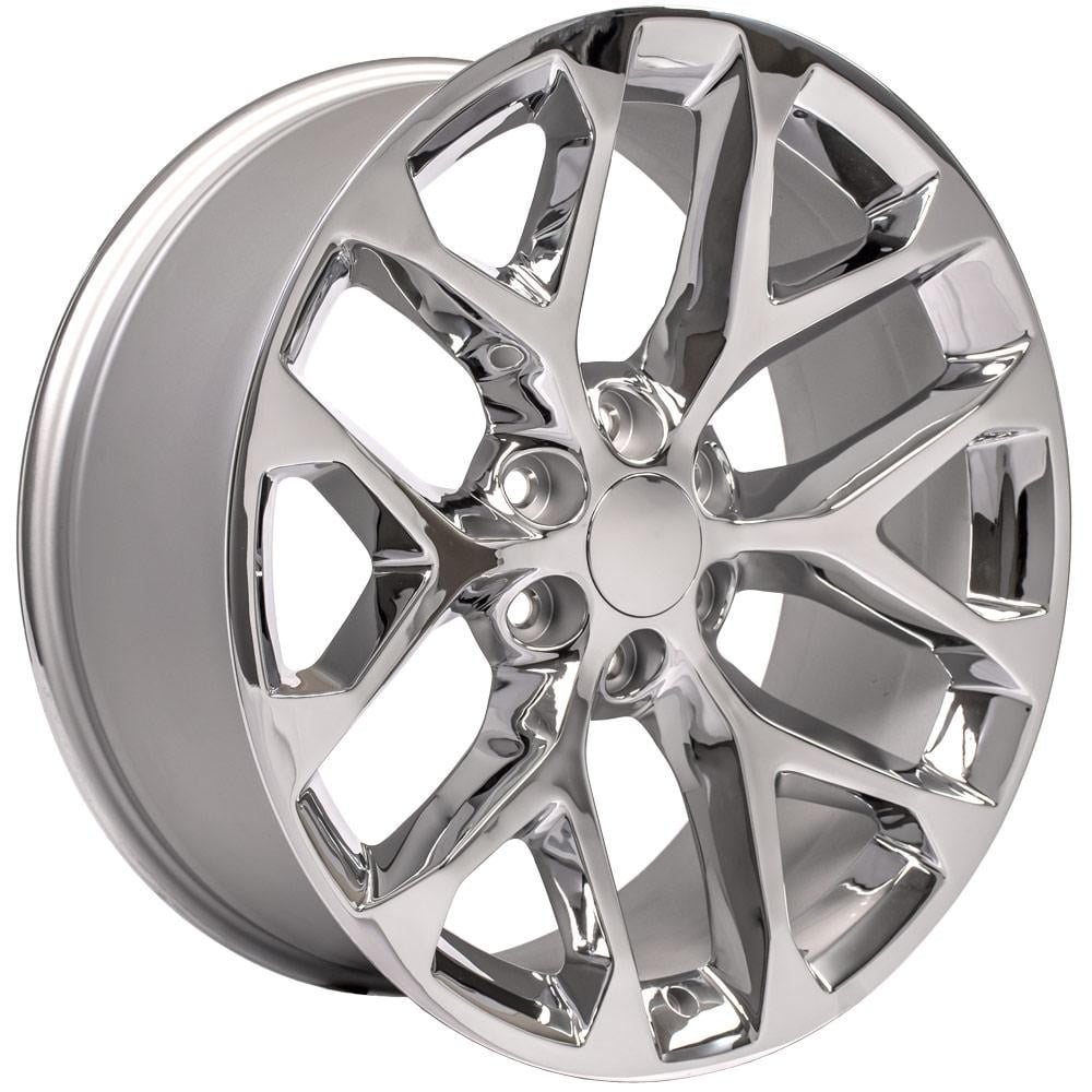 OE Wheels CV98B 22 Inch Rim Fits Silverado 1500 Snowflake Style 6x139.7 22x9 Chrome - Hollander 5668 (1)