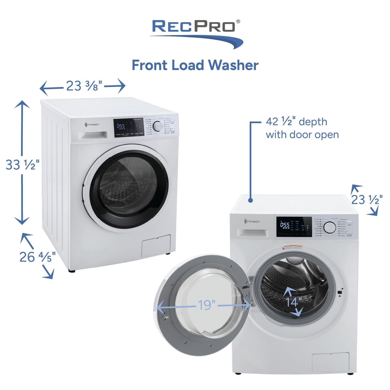 RecPro RV 2.5 Cu Ft White Washing Machine and Dryer Combo Options | Stacking Mounting Kit | Front Load Washer and Dryer (Washing Machine and Dryer Combo)